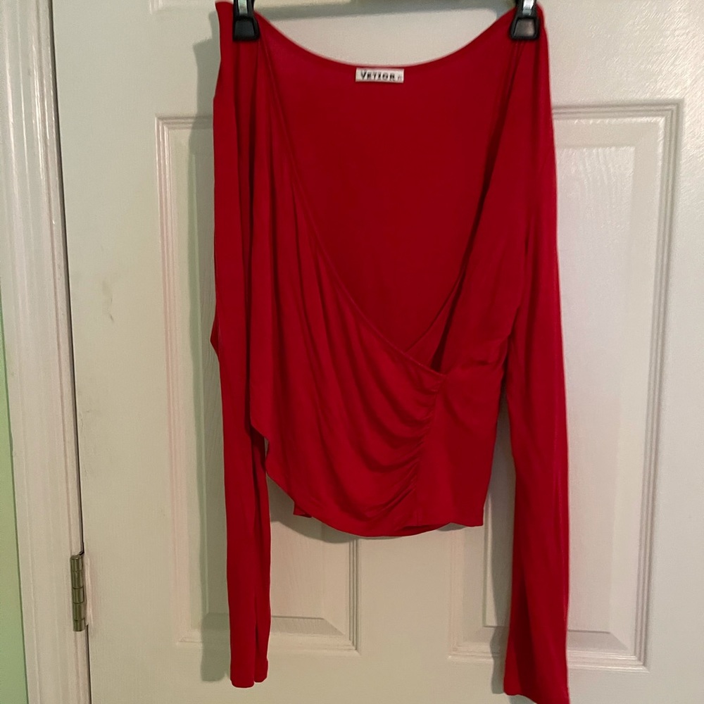 Red long sleeve crop top